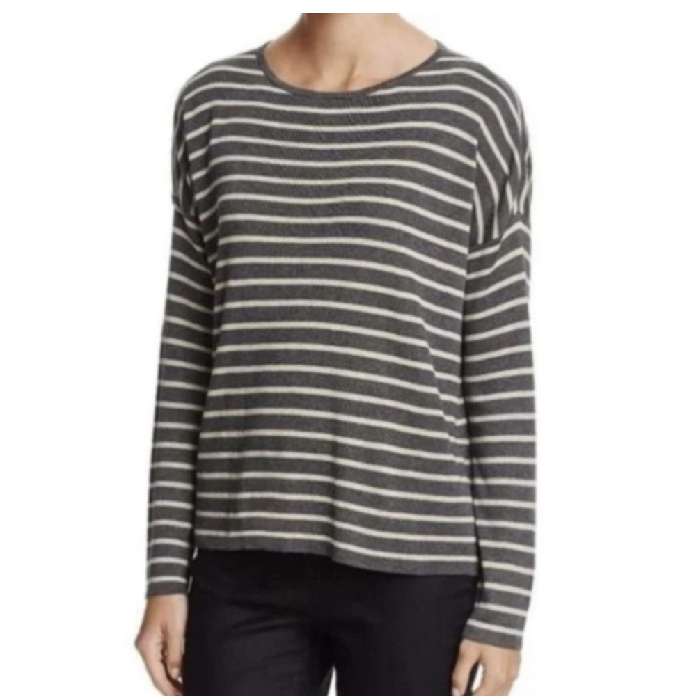 EILEEN FISHER Tencel/Merino Blend Striped Sweater Size XS